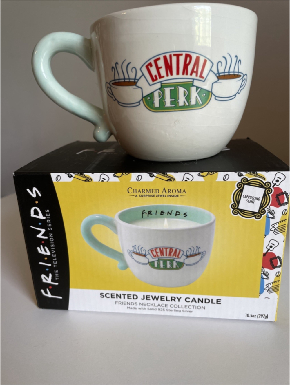 FRIENDS Charmed Aroma Central Perk Mug Candle with 925 Sterling Silver Necklace